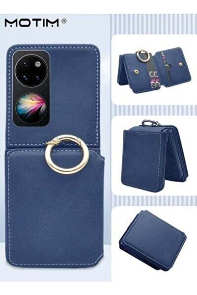 MOTIM غلاف هاتف محمول من الجلد لهاتف Huawei P50 مزود بإبزيم حلقي، غلاف هاتف واقٍ مقاوم للصدمات