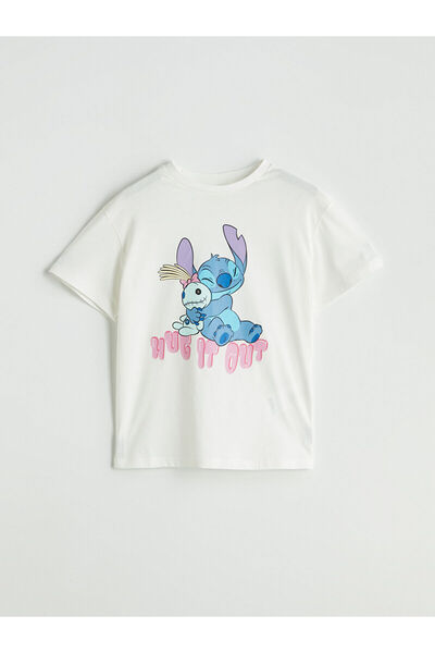 LC Waikiki Tricou pentru fetiță cu imprimeu cu cusături la gât