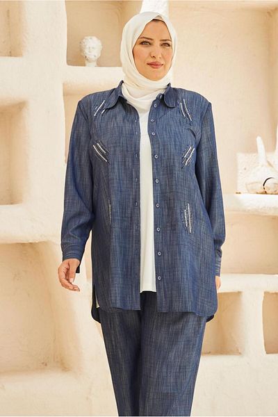 Alvina Linen Effected Trousers Suit 20776