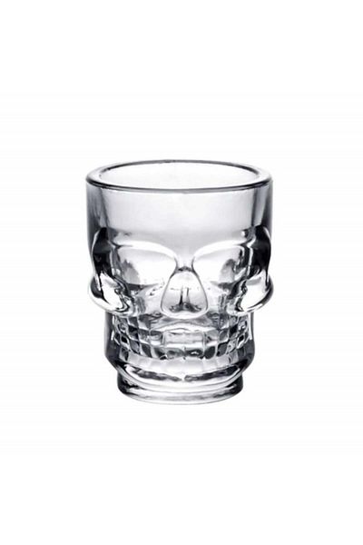 PUFO Set of 2 glass shot glasses, skull shape, 50 ml, Pufo