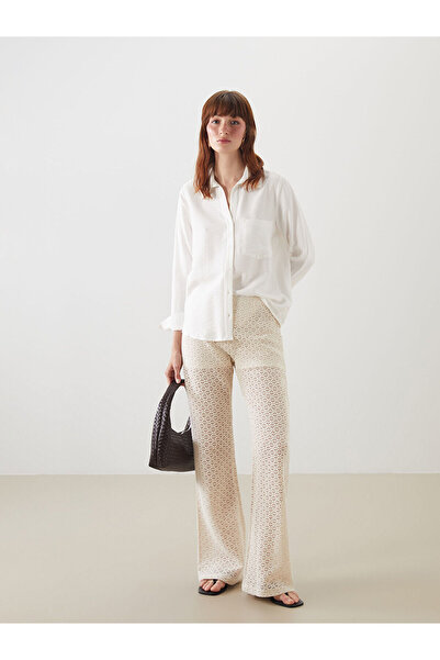 LC Waikiki Özmarka Νέα Σεζόν Γυναικείο Παντελόνι με Ελαστική Μέση και Διάτρητ...