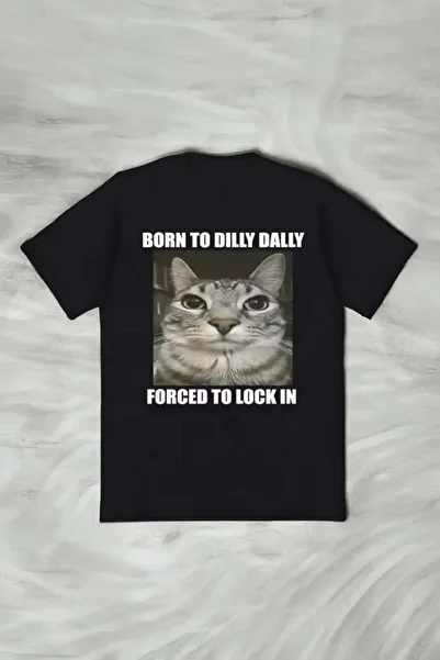 Karakedi Forced to Lock Cat Memes Unisex Black Tshirt