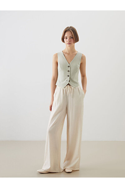 LC Waikiki Nevavm Women's Wide Leg Pants with Elastic Waist and Difference in...