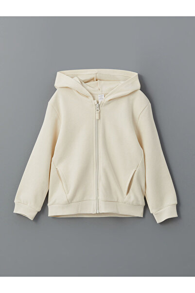 LC Waikiki Nevavm Hooded Boy's Zippered Sweatshirt with Difference in Color