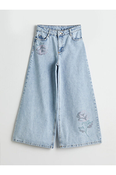 LC Waikiki Peak New Season Wideleg Stoned Girls' Jean Trousers