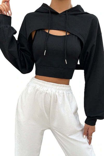 StreetWear Outlet Women's Hoodie and Tank Top Set, Cropped, Dropped Shoulders