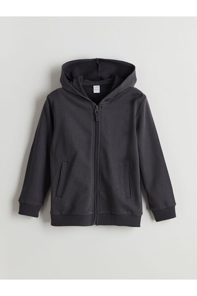 LC Waikiki Kapüşonlu Erkek Çocuk Fermuarlı Sweatshirt