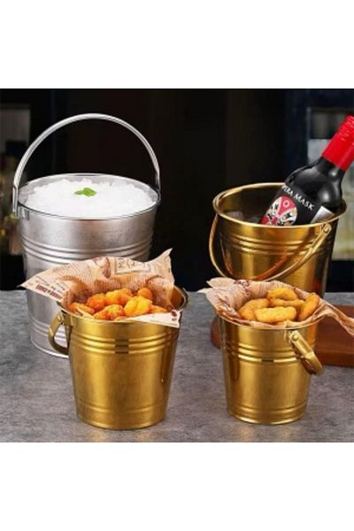 Blusmart Bucket with handle, shaker, silver finish, 15 x 13.5 cm