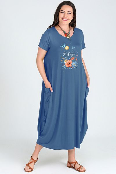 Curvy Trend Plus Size Believe Printed Jumbo Short Sleeve Dress