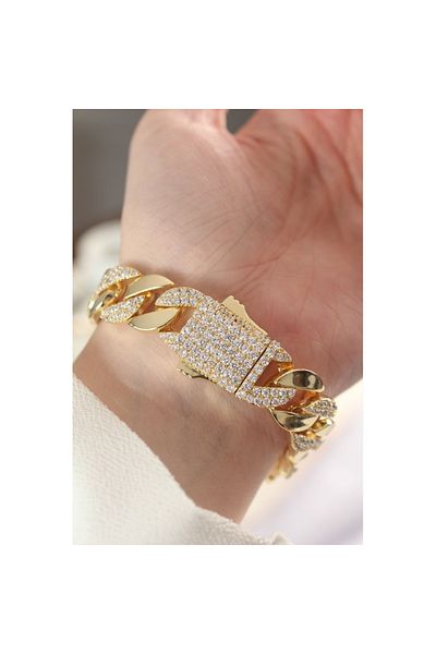 Skygo Vip Series Brass Zircon Stone Gold Color Gourmet Bracelet - Tj-Bb6049