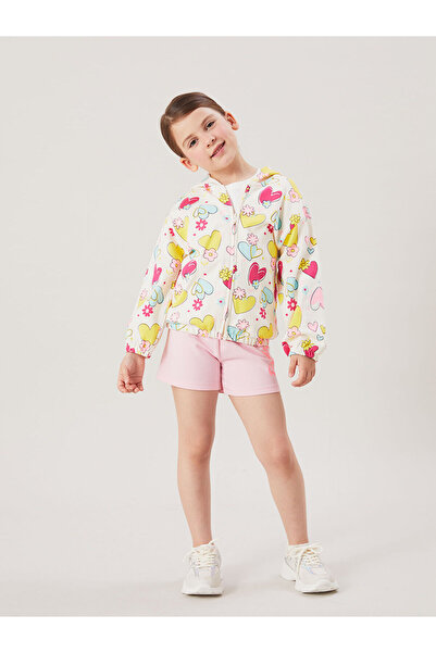 LC Waikiki Nevavm Hooded Baby Girl Zipper Sweatshirt with Difference in Color