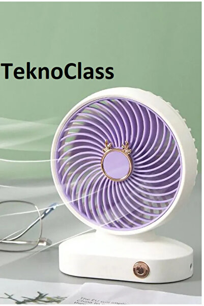 TeknoClass Masa Üstü Fan Soğutucu Mini Vantilatör Güçlü Serinletici Taşınabilir Şarjlı Güçlü Sessiz 2 Kademeli