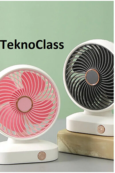TeknoClass Masa Üstü Fan Soğutucu Mini Vantilatör Güçlü Serinletici Taşınabilir Şarjlı Güçlü Sessiz 2 Kademeli