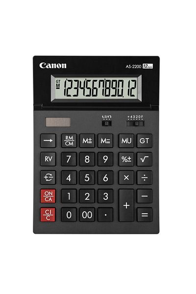 Canon Calculator de birou 12 Digits, Canon AS2200, 198 x 140 x 34 mm, negru