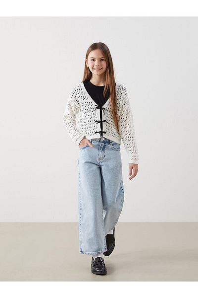 LC Waikiki Girl's Jeans Pants with Adjustable Elastic Waist