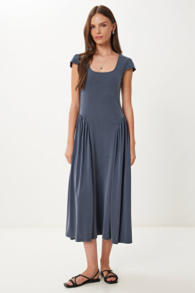 Lovelyİstanbul Καλοκαιρινό Μοντάλ Μίντι Φόρεμα LUB0125 ΑΝΘΡΑΚΙΤ