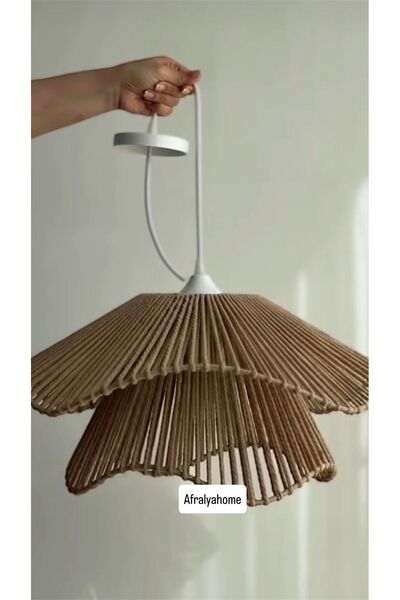 afralya home Rustik Tarz Bohem avize Makrome avize Salon avize Yatak Odası Avize Rattan Avize