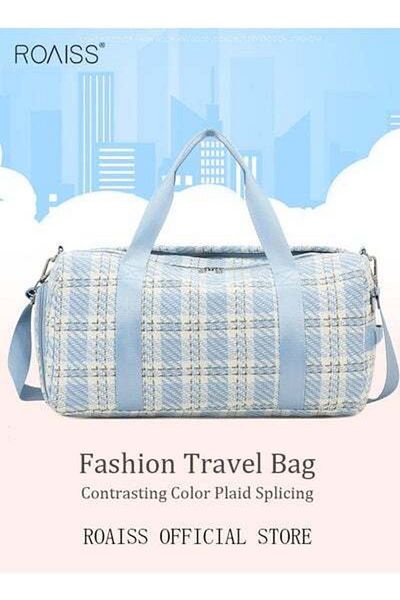 ROAISS Travel Duffel Bag Laser Gradient Sports Gym Tote Bag Shoulder Crossbody Overnight Bag