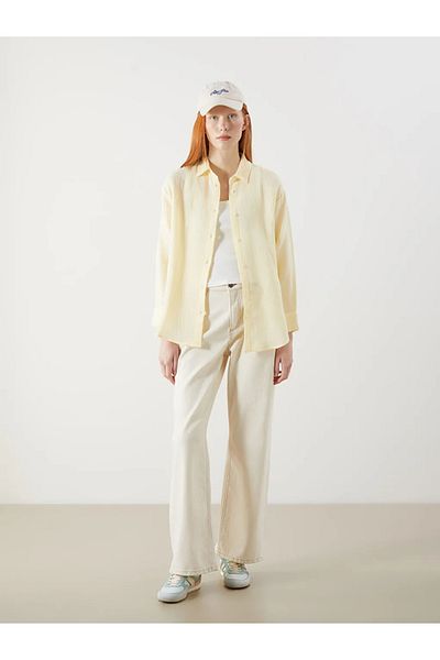 LC Waikiki Xside yellow textured muslin women's shirt