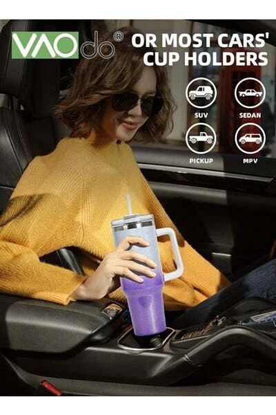 VAODO 40 oz Tumbler with Handle and Straw Lid Reusable Stainless Steel Water Bottle Travel Mug