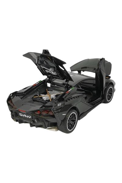 BaoBao Lamborghini Sian 1:24 diecast model car, glossy black, WITH SMOKE EFFECT