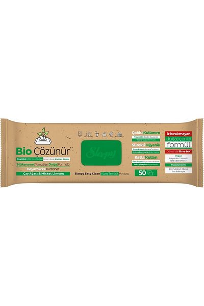 MBB ETİCARET Slepy Bio Surface Cleaning Towel 50 Pieces Tea Tree Lime