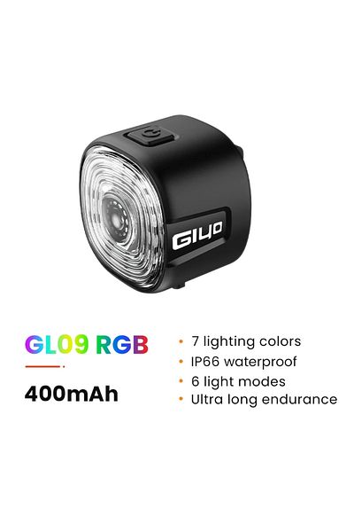 Choice GL09 RGB GlYO Auto Brake Sensing Bicycle Tail Light -USBRechargeable, lP66 Waterproof LED WarningLig