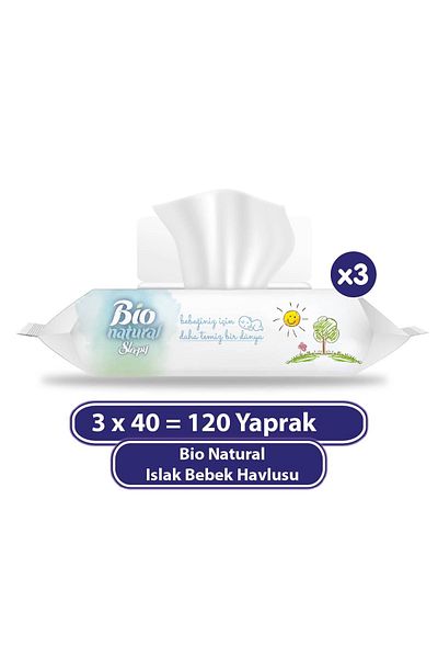 MBB ETİCARET Slepy Bio Natural Wet Towel Wipes 3X40 120 Sheets