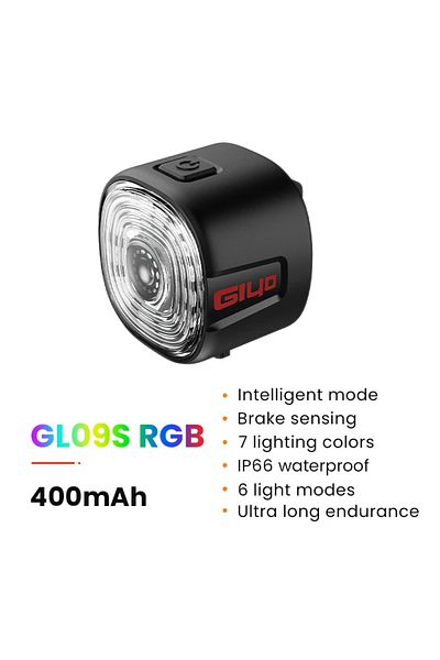 Choice GL09S RGB GlYO Auto Brake Sensing Bicycle Tail Light -USBRechargeable, lP66 Waterproof LED WarningLi