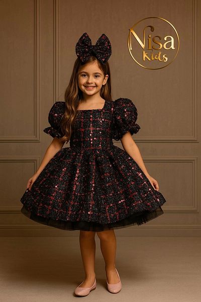 Nissa Black Red Sparkly New Year's Princess Dress Evening Dress