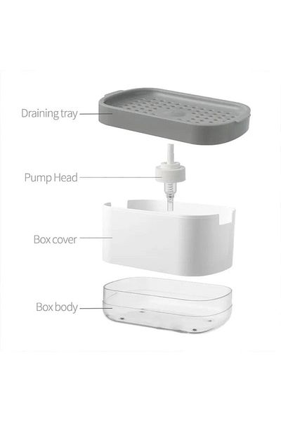 Generic Soap Pump Dispenser and Sponge Holder, 12 Ounces / 350ml Dish Soap Dispenser for Kitchen,White