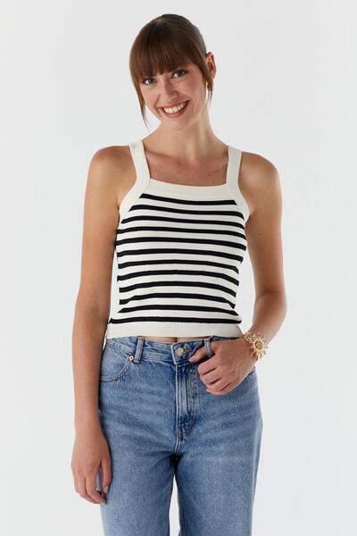 Shopping Shop Striped Knitwear Blouse Cream