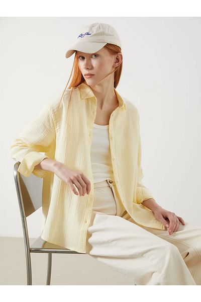 LC Waikiki Xside yellow textured muslin women's shirt