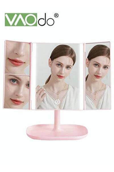 VAODO مرآة مكياج LED مرآة زينة عالية الدقة بثلاث درجات من الضوء في الأسفل