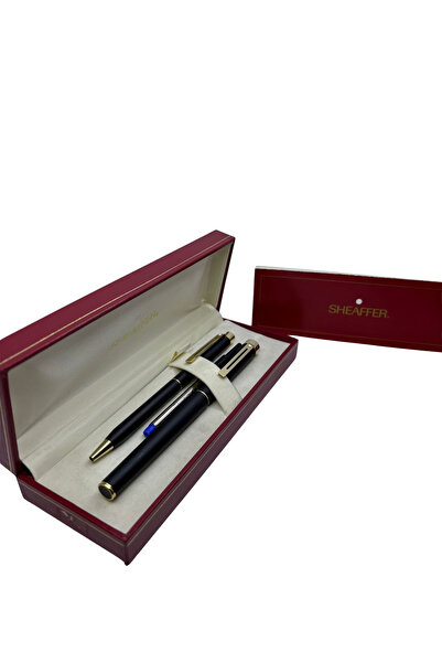 Sheaffer dolma kalem - tükenmez set sarı klips altın uç