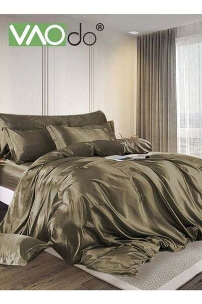 VAODO 4 Piece Comforter Set Silk Bedding Set King Size Sheet Luxurious Breathabl