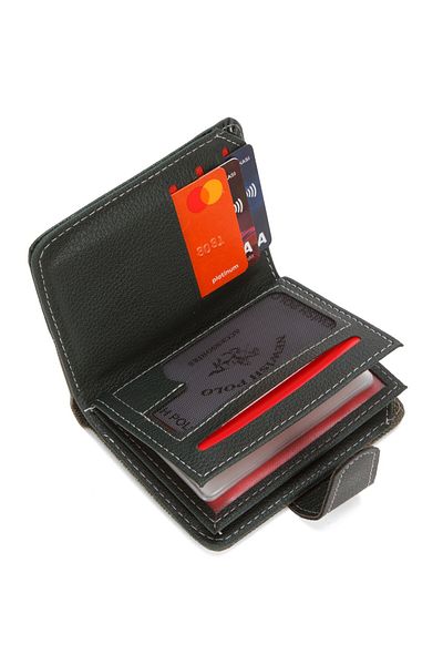 Newish Polo Denim Fabric Coin and Paper Money Card Holder and Wallet - Khaki