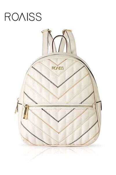 ROAISS حقيبة ظهر مدرسية أنيقة صغيرة مزدوجة الكتفين بتصميم على شكل حرف V وشعار...