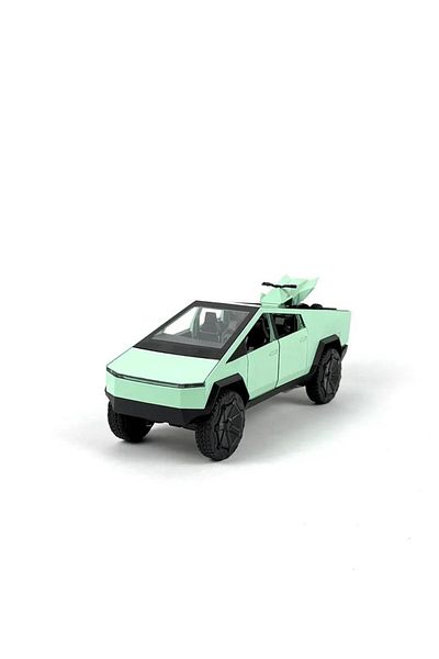 BaoBao Light green Tesla Cybertruck, 1:24 scale metal model, with mini ATV included – BAOBAO