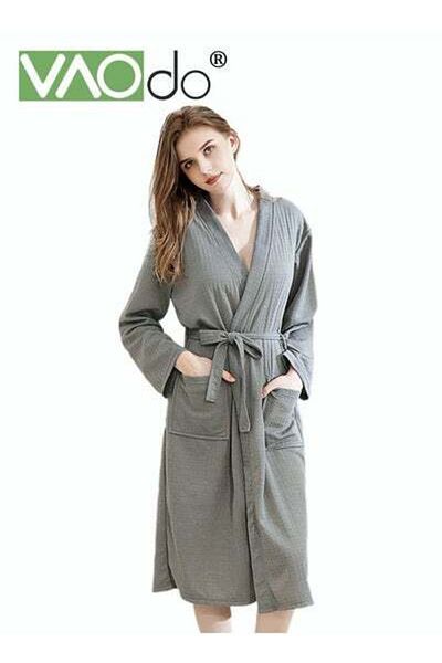 VAODO Women's Waffle Weave Bathrobe, Light Super Absorbent Kimono Robes, Skin-friendly Home Clothes