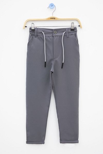 Cansın Mini Boy's Double Leg Dark Gray Smoked Fabric Trousers 21144