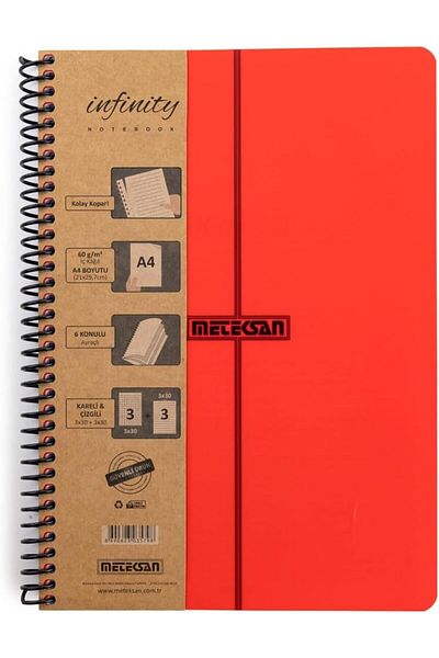 Mena Rise Diyar-Ifırsatshop Infinity Primary Series, A4, 6 Subjects (3 Squares, 3 Lines) 180 Sheets Pp Cover