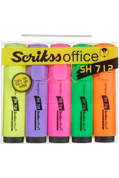 Mena Rise Diyar-Ifırsatshop Office Sh712 Highlighter Pen 5-Piece Blister Pack Mixed Color 1017157