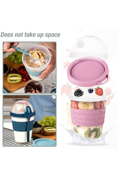 Mena Rise Diyar-Ifırsatshop Take and Go Fruit Yogurt Container with Spoon and Bowl Picnic Business Snack