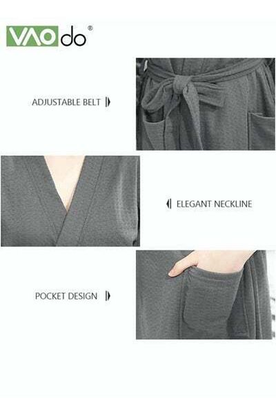 VAODO Women's Waffle Weave Bathrobe, Light Super Absorbent Kimono Robes, Skin-friendly Home Clothes