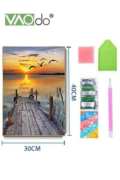 VAODO 2PCS Adult 5D Diamond Painting Set Diamond Painting Art Landscape Painting Wall Decoration 30*40CM
