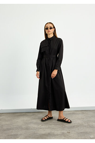 Birgül Bektaş Black Poplin Trench Dress