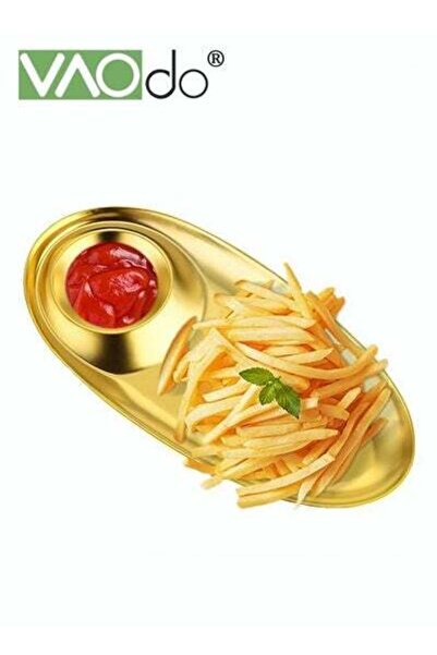 VAODO طبق عشاء 2 في 1 من الفولاذ المقاوم للصدأ مناسب للبطاطس المقلية والفلافل...