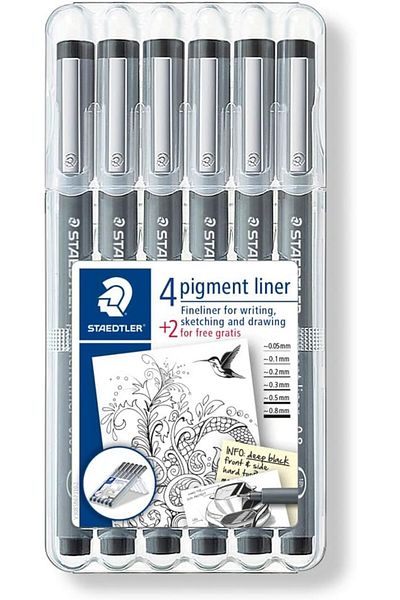 Mena Rise Şirinshop 308 Sb6P Pigment Liner Black Set of 6 0.05 0.1 0.2 0.3 0.5 0.8 mm 1108107