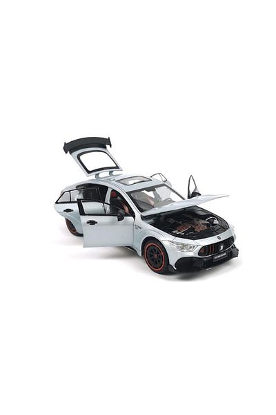 BaoBao White metallic sports car 1:24, tuning model with open doors and hood, BAOBAO